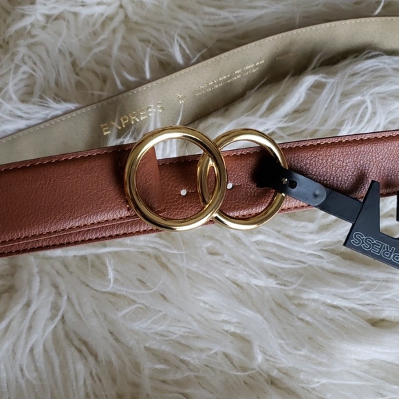 Express Accessories - Express Brown Tan Circle Gold Buckle Belt XL Express Accessories - Express Brown Tan Circle Gold Buckle Belt XL